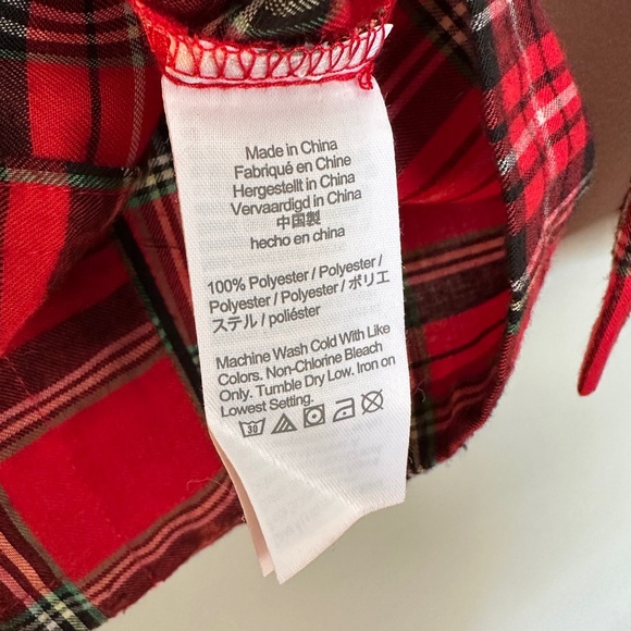 CrewCuts Red Plaid Flannel Boys Pajama Set, size medium, Long Sleeves and Pants - Picture 4 of 7